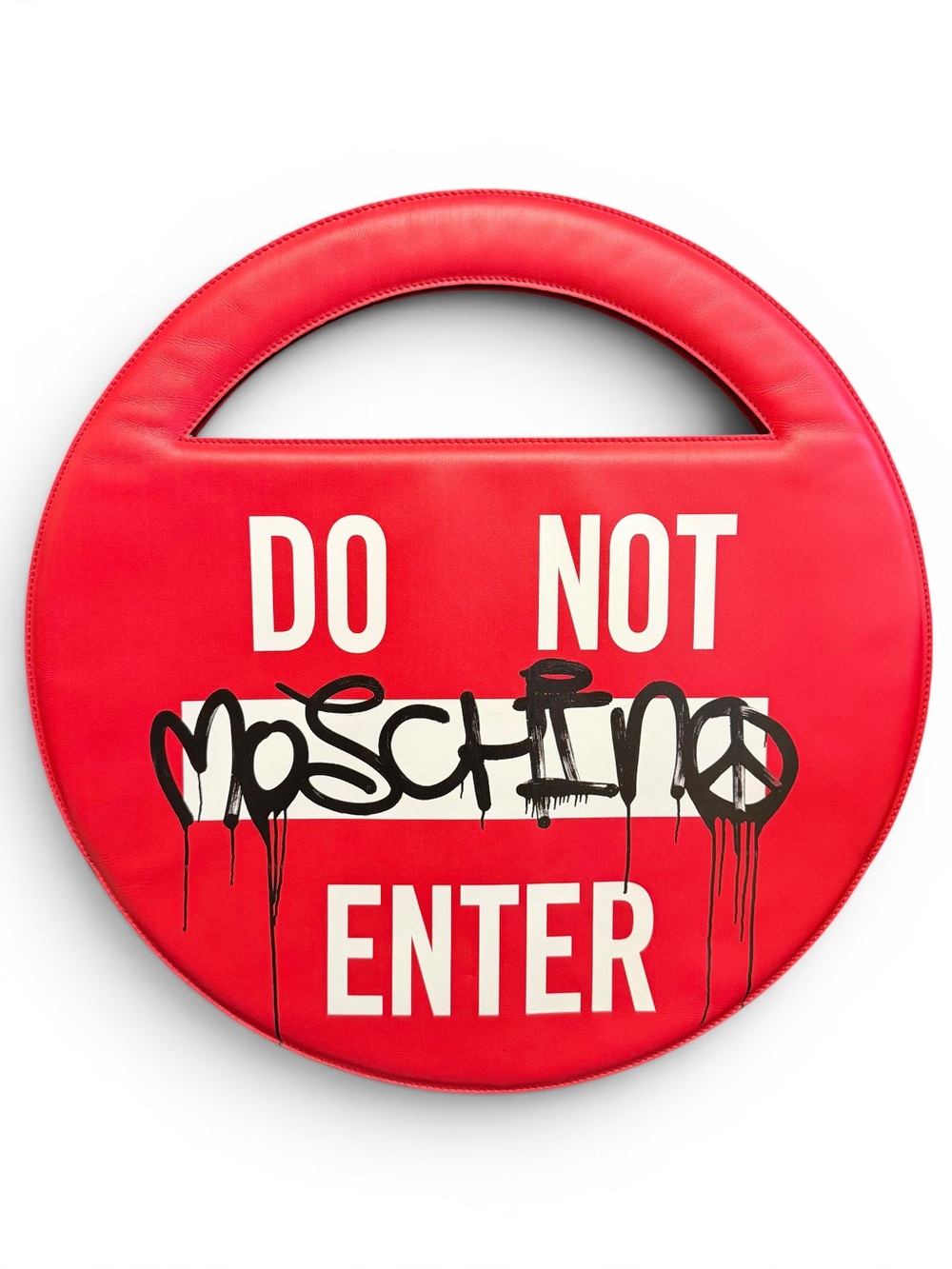 Moschino Do Not Enter Red Traffic Sign Novelty Leather Bag Jeremy Scott